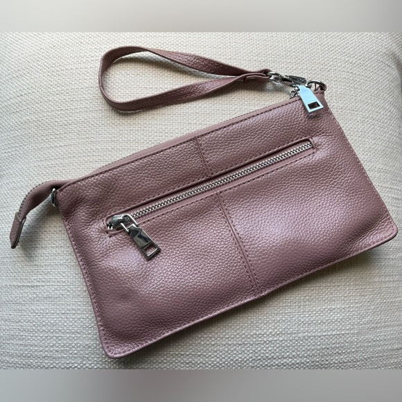 Lecxci Pebbled Leather Wristlet Clutch, Pink - Picture 3 of 13